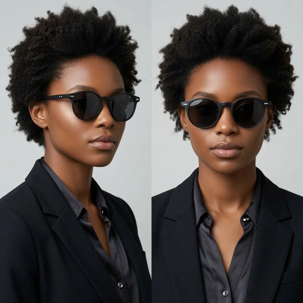 Classic Round Black Sunglasses Dark Lens For Women Fashion Eyewear Luxury Style